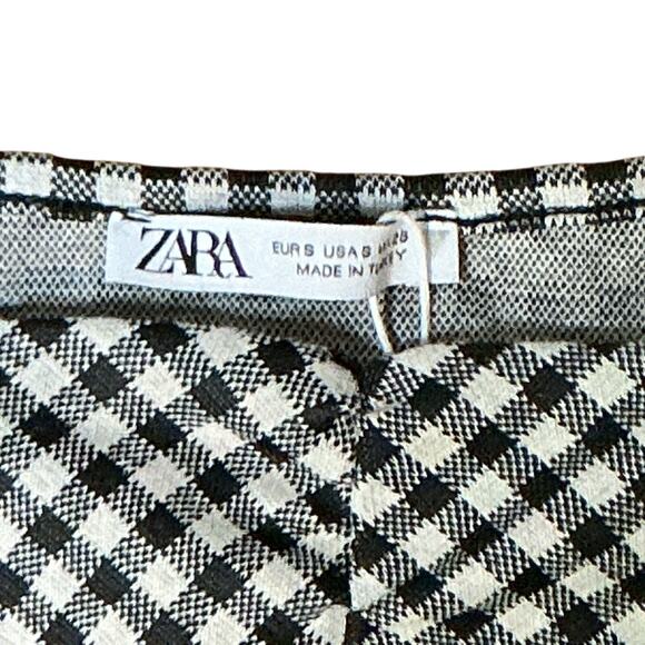 ZARA Gingham Checkered Ruched Halter Sexy Tank Top Black/White Women's Small NWT - Picture 5 of 7